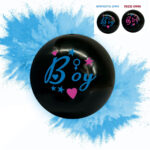 Μπάλα Μαύρη Gender Reveal Boy or Girl με Γαλάζια Πούδρα - Image 2