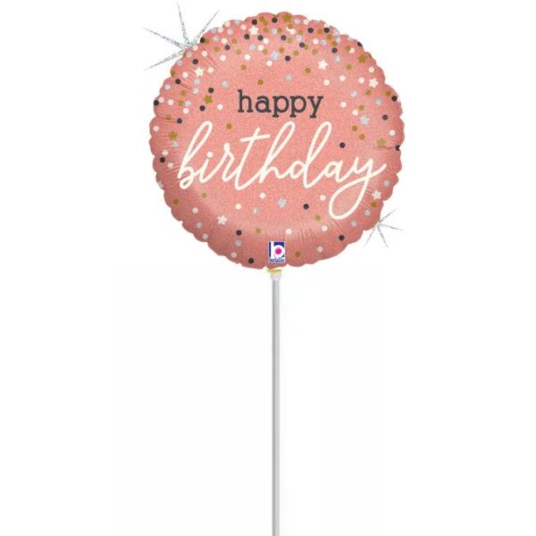 10" Mini Shape Μπαλόνι Γενεθλίων Ροζ-Χρυσό Holographic