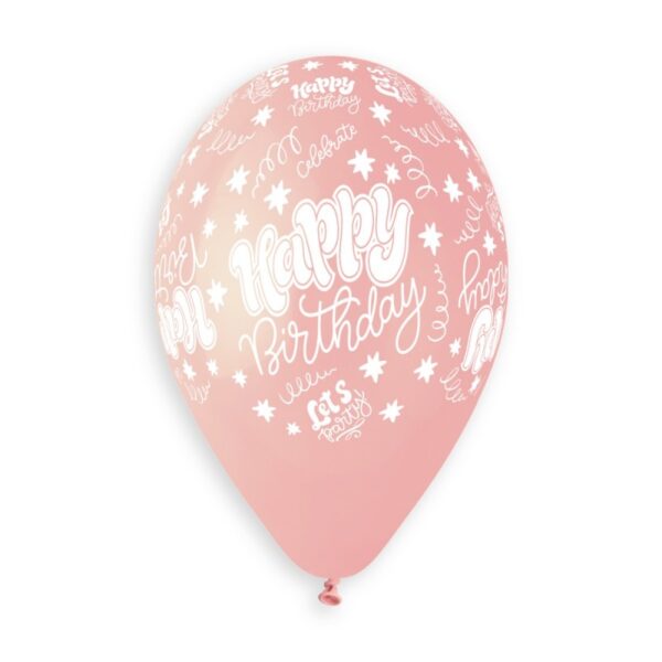 13" Μπαλόνι "Happy Birthday" Baby Pink (25 τεμ)