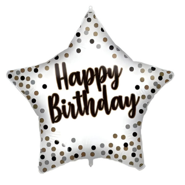 18'' Μπαλόνι Αστέρι Happy Birthday Λευκό