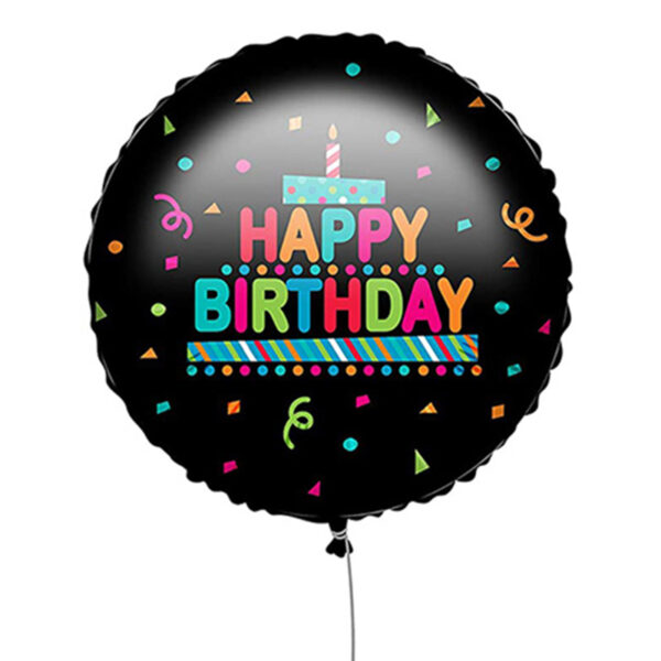 18'' Μπαλόνι Happy Birthday Μαύρο με Κονφετί