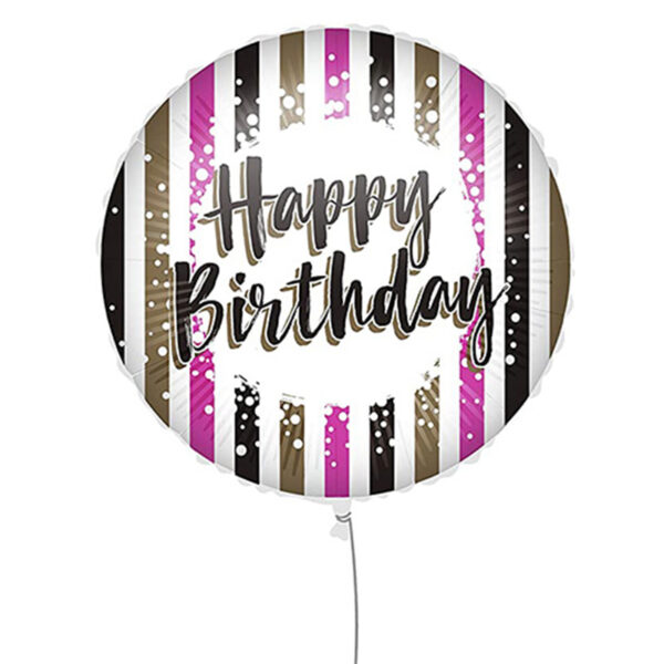 18'' Μπαλόνι Happy Birthday με Ρίγες