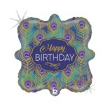 18'' Μπαλόνι Happy Birthday Φτερά Παγωνιού