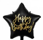 18" Μπαλόνι Αστέρι Happy Birthday Μαύρο