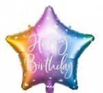 18" Μπαλόνι Αστέρι Happy Birthday Πολύχρωμο
