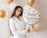 18" Μπαλόνι Γενεθλίων Λευκό - Rosegold Dots - Image 2