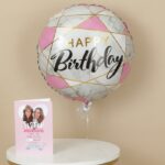 18" Μπαλόνι Γενεθλίων Μάρμαρο Ροζ - Image 2