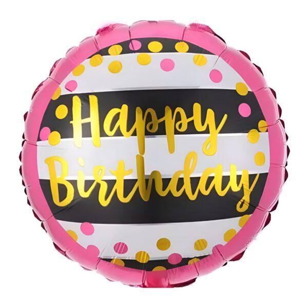 18″ Μπαλόνι Γενεθλίων Ριγέ Pink Dots