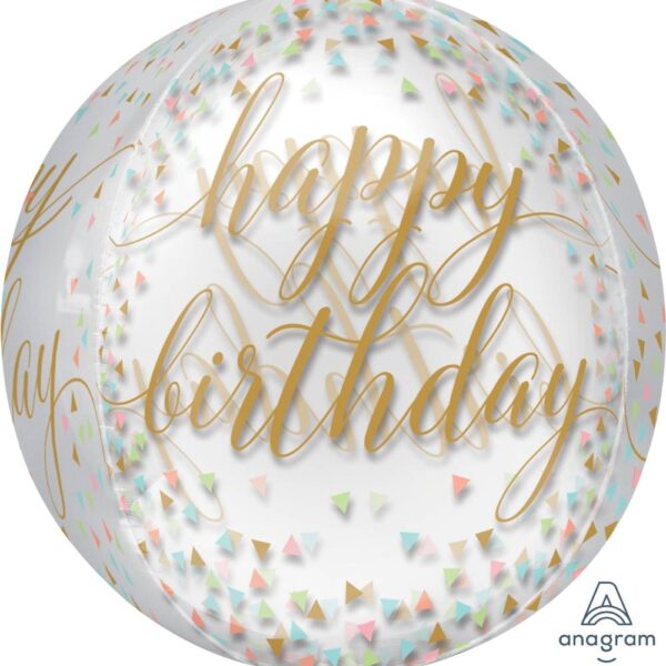 18" Μπαλόνι Happy Birthday χρυσό ORBZ