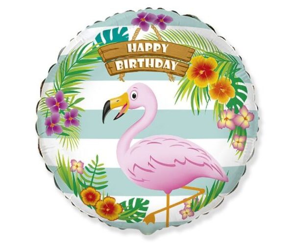 18" Μπαλόνι Φλαμίνγκο Happy Birthday