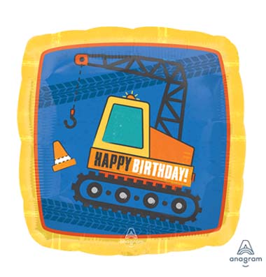 18" Τετράγωνο μπαλόνι Construction Birthday