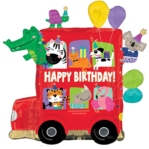 28″ Μπαλόνι γενεθλίων Λεωφορείο με ζωάκια