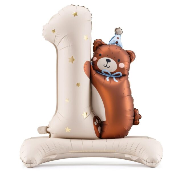 32" Μπαλόνι Αριθμός 1 Αρκουδάκι με βάση