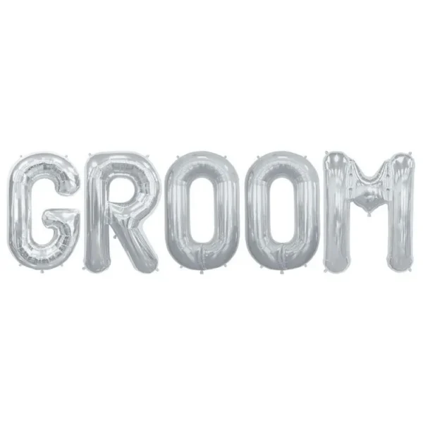 Mini ασημί μπαλόνι Groom (5 τεμ)