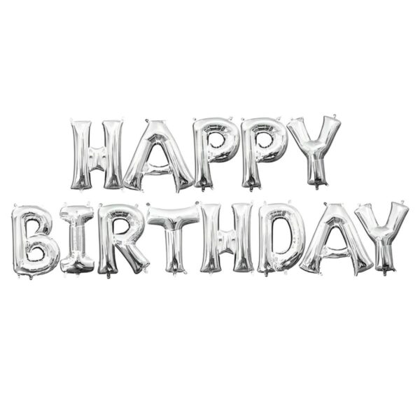 Μπαλόνια Happy Birthday Ασημί (13 τεμ)