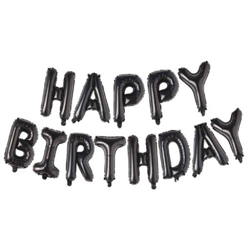 Μπαλόνια φράση Happy Birthday Μαύρο (13 τεμ)