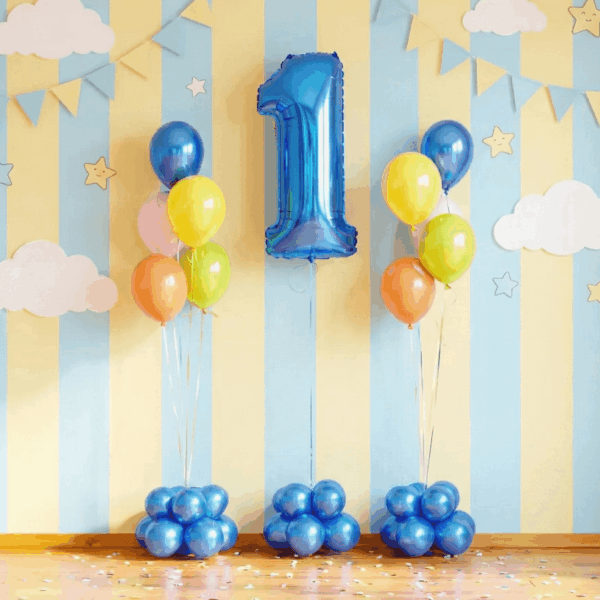 Μπαλονοκατασκευή αριθμός Μπλε με μπαλόνια