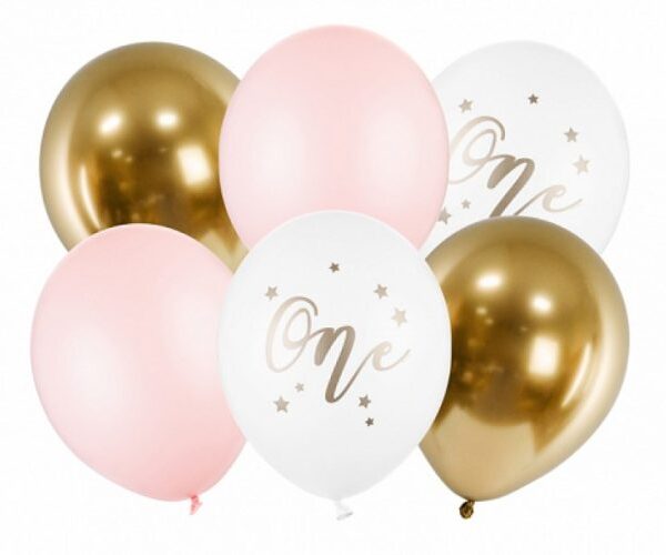 Σετ Μπαλόνια "One" Ροζ mix (6 τεμ)