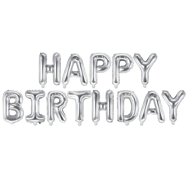 Σετ Μπαλόνια Γενεθλίων -"Happy Birthday" Ασημί (13 τεμ)