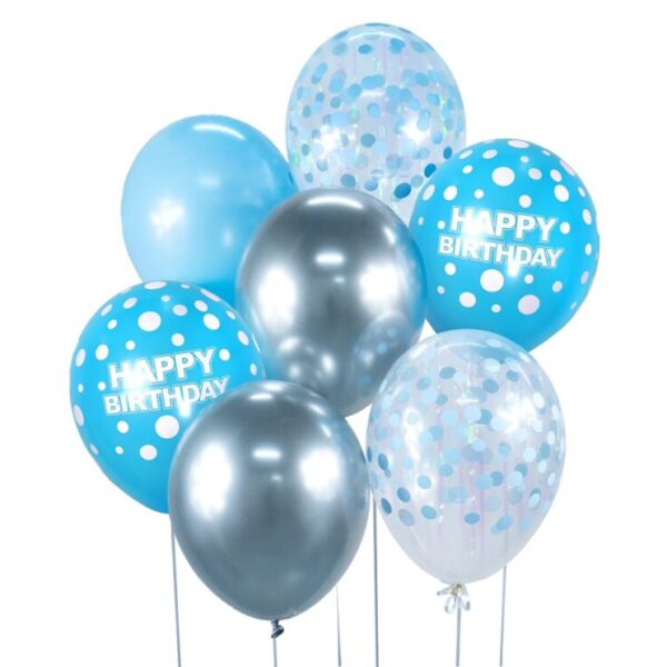 Σετ Μπαλόνια γενεθλίων Γαλάζιο & Ασημί (7 τεμ)