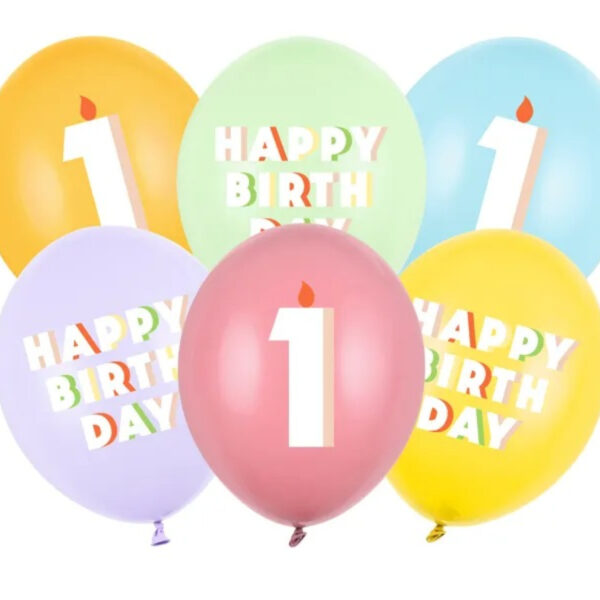 Σετ μπαλόνια παστέλ Happy Birthday No 1