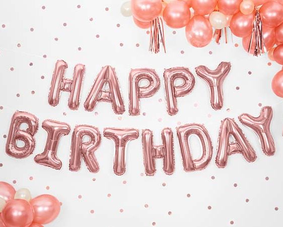 Σετ μπαλονιών "Happy Birthday" Ροζ-χρυσό (13 τεμ)