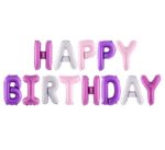 Σετ μπαλονιών "Happy Birthday" Ροζ Μοβ Mix (13 τεμ)